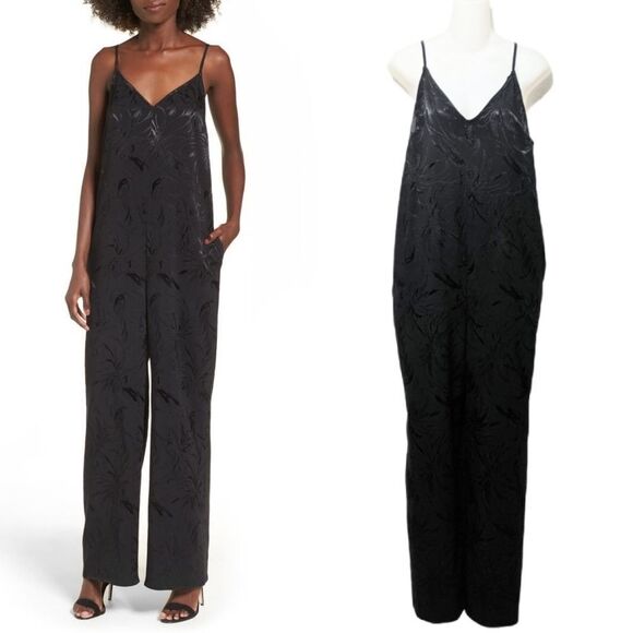 LEITH Black Jacquard Wide Leg Jumpsuit M - Picture 1 of 9